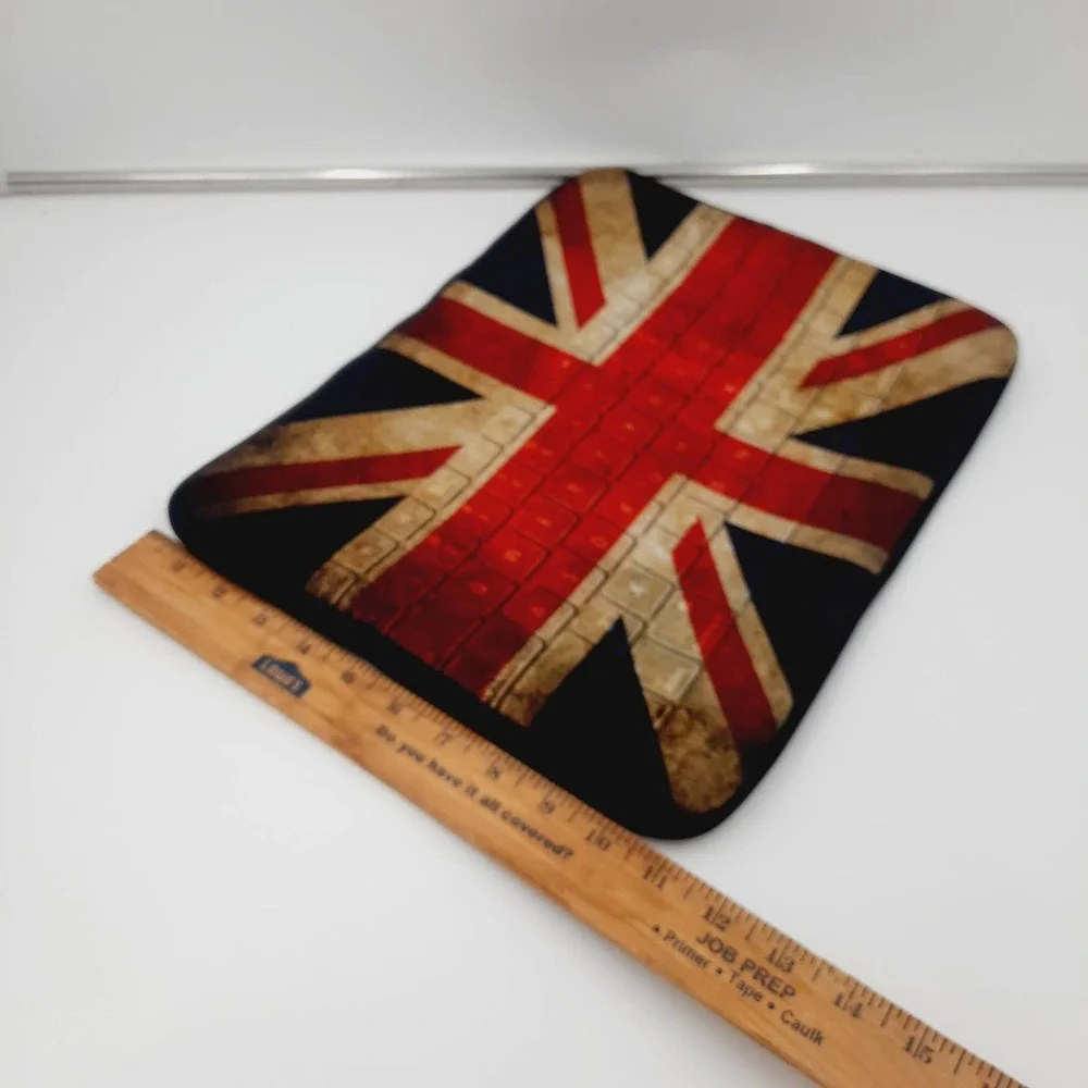 Union Jack Neoprene type fabric zippered protector for laptop or tablet.